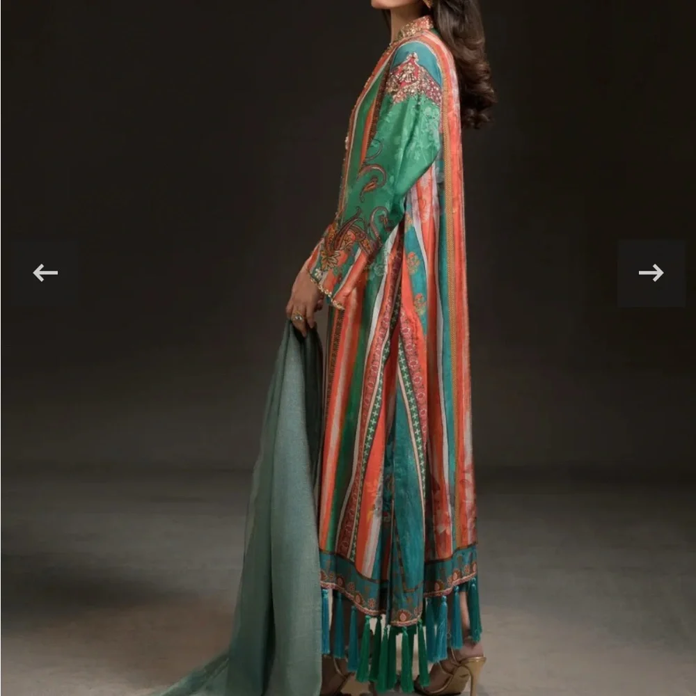 Ammara Khan Multicolor Burst Kaftan - Picture 3 of 7